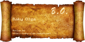 Baky Olga névjegykártya